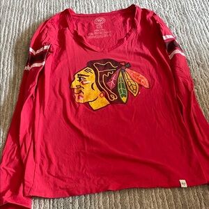 47 Red Long Sleeve Tee with Colorful Graphic